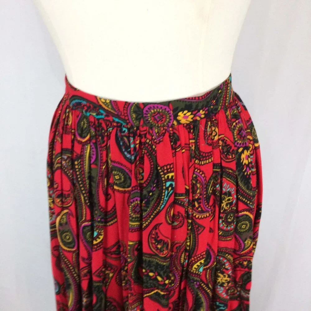 Vintage Wild 80's Pleated‎ Paisley Skirt, 8